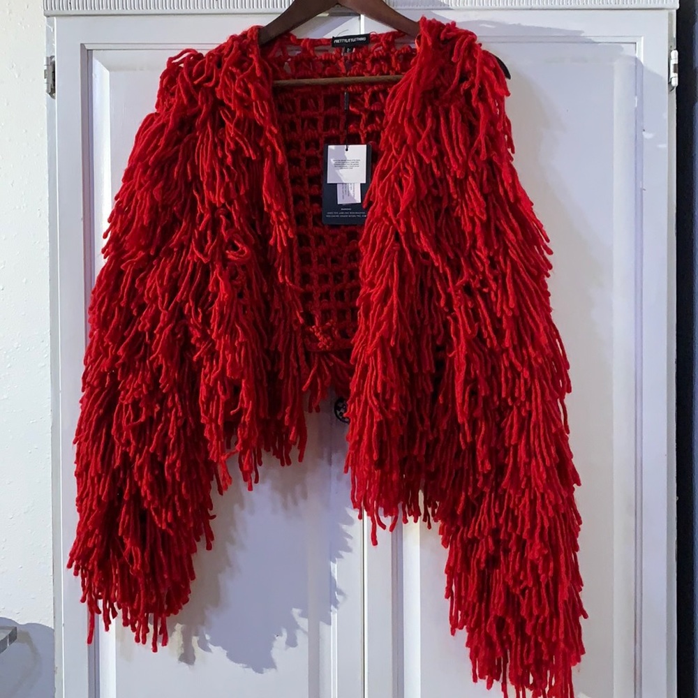 Red yarn sweater